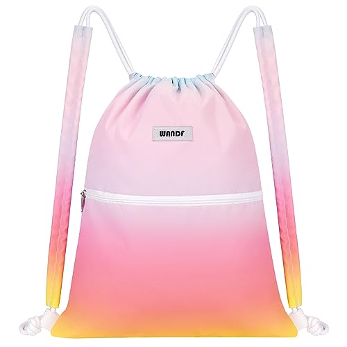WANDF Drawstring Backpack Sports Gym Bag with Shoulder Pads Water Resistant String Bag Cinch Bag for Women Men (Rainbow) - color: S, Rainbow, size: Small