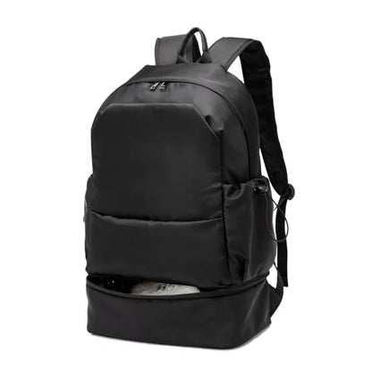 seyfocnia Large Gym Backpack for Men,Waterproof Travel Backpack With Shoe Compartment Lightweight Sports Gym Bag Casual Daypack-Black - size: 22 Inches