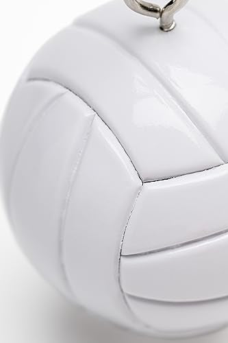 Tandem Sport Volleyball Key Chain - Mini Volleyball On Key Ring - Volleyball Keychain for Backpacks, Gym Bags, Purses - Volleyball Themed Party Supplies - Gift for Volleyball Players - color: White Volleyball
