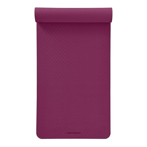 Retrospec Zuma Yoga Mat | 1/2 Inch Thick Non Slip Workout Mat | TPE Exercise Mat for Yoga, Pilates & Stretching | 72x24in - color: Boysenberry