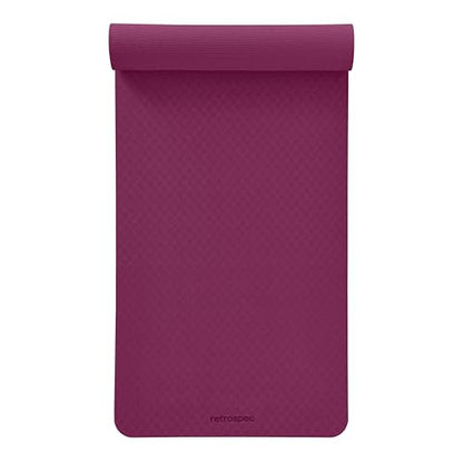 Retrospec Zuma Yoga Mat | 1/2 Inch Thick Non Slip Workout Mat | TPE Exercise Mat for Yoga, Pilates & Stretching | 72x24in - color: Boysenberry