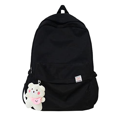 Eagerrich Aesthetic Cute School Backpack for Teens Girls Laptop Bag - color: Black