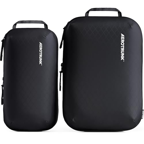 Aerotrunk Ultralight Compression Packing Cubes - Lightweight Travel Organizers for Suitcases and Luggage (3-Pack, Black) - color: Black, size: 3-Pack
