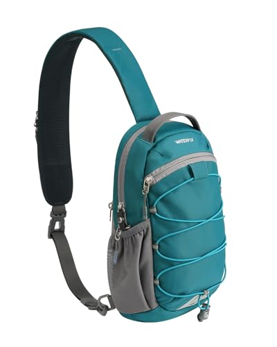 WATERFLY Small Crossbody Sling Bag: RFID Blocking Anti Theft Sling Backpack Chest Bag Travel Hiking Daypack Man Woman - color: B-peacock Blue