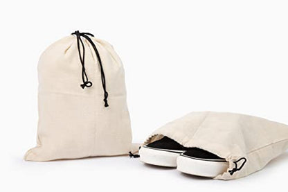 Muslin Cotton Storage Bags with Drawstring - Toy & Shoe Storage for Travel - Dust-proof, Lint-free (3 Small: 15"x12") - size: 3 Small: 15"x12"