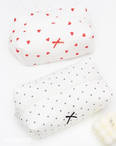 PAZIMIIK Cozy Makeup Bag for Women,Zipper Cosmetic Pouch,Gauze Polka Dot - color: Gauze Polka Dot