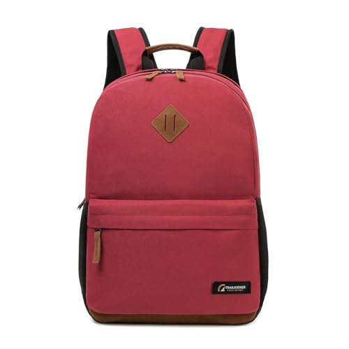 TRAILKICKER Classic Laptop Backpack with Padded 17 inch Laptop Sleeve, Multi Pocket Backpack, Casual Daypack Backpacks (Burgundy) - color: Burgundy