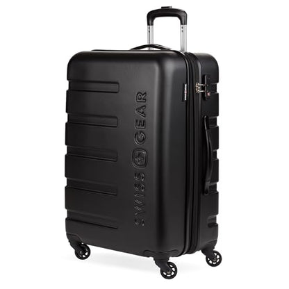 SwissGear 7366 Signature Hardside Expandable Luggage with Spinner Wheels, TSA Lock, Black, Checked-Medium 23-Inch - color: Black, size: Checked-Medium 23-Inch