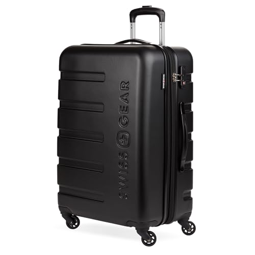 SwissGear 7366 Signature Hardside Expandable Luggage with Spinner Wheels, TSA Lock, Black, Checked-Medium 23-Inch - color: Black, size: Checked-Medium 23-Inch