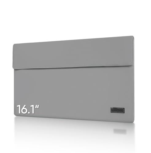 ARZOPA 16.1" Portable Monitor Sleeve Bag, PU Leather Case for Travel Monitor Laptop, Grey - size: 16.1"