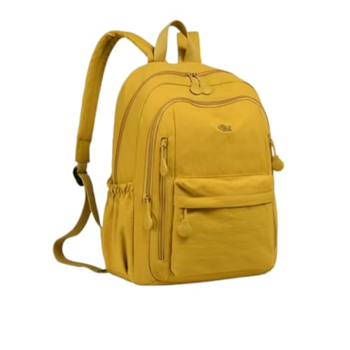 Casual Backpack, Multi-Pocket Design with Front Zipper Compartment (Yellow) - color: Yellow