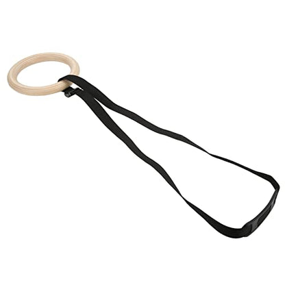 Wooden Gymnastic Rings with Adjustable Buckle Straps, Pull Up Exercise Rings for Home Gym, 330lbs Capacity Full Body Workout Training Equipment for Beginners to Advanced
