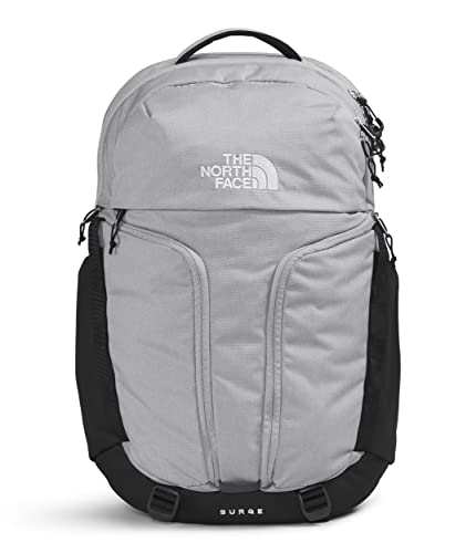 THE NORTH FACE Surge Commuter Laptop Backpack | Daypack With Water Repellent Finish, 16" Laptop Sleeve, Reflective Details - color: Meld Grey Dark Heather/Tnf Black, size: One Size