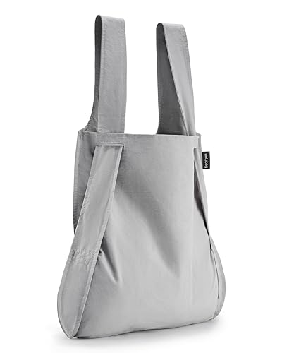 Notabag Original 2 in 1 Backpack and Bag – waterproof – reusable grocery bags – clever design for more flexibility - color: Grey