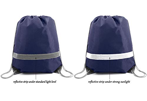 BeeGreen 20 Pieces Navy Blue Drawstring Backpack Bags Wholesale, Reflective String Bag DIY for Women and Men - color: Reflective Navy-s