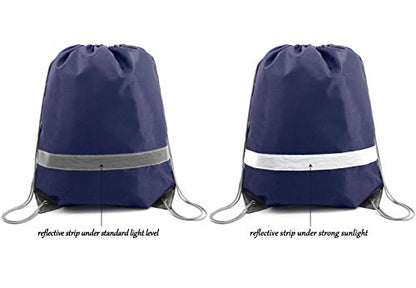 BeeGreen 20 Pieces Navy Blue Drawstring Backpack Bags Wholesale, Reflective String Bag DIY for Women and Men - color: Reflective Navy-s