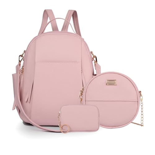 Small Backpack for Women Designer Leather Mini Backpack Purse Ladies Fashion Roomy Shoulder Handbag (Pink-3) - color: Pink-3