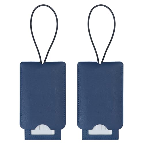 Gloppie Luggage Tags for Suitcases PU Leather Travel Bag Tag for Luggage Dark Blue 2 Pack - color: Dark Blue