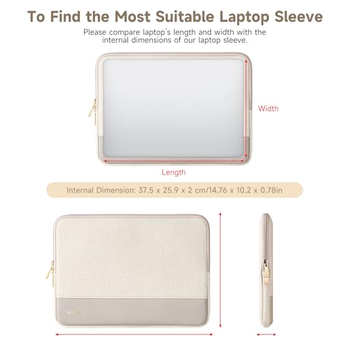 Laptop Case 15 inch, 15-16 inch Laptop Sleeve Compatible with MacBook Air 15 M4 A3241 M3 A3114 M2 A2941 2025-2023, Dell XPS 15, HP ASUS Lenovo Acer, Water-Resistant Computer Case Bag - color: Cream White, size: 15-16 inch