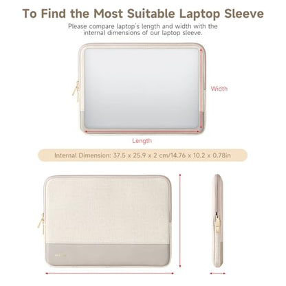 Laptop Case 15 inch, 15-16 inch Laptop Sleeve Compatible with MacBook Air 15 M4 A3241 M3 A3114 M2 A2941 2025-2023, Dell XPS 15, HP ASUS Lenovo Acer, Water-Resistant Computer Case Bag - color: Cream White, size: 15-16 inch