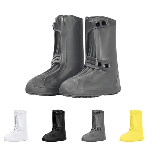 Waterproof Shoe Covers Non-Slip Rain Shoe Covers Reusable Silicone Shoes Covers For Rain Resistant Rain Boots For Men Women Outdoor Overshoes Protection - color: Grey-02, size: M (Kid 3.5Y-5Y / Women 4.5-5.5)