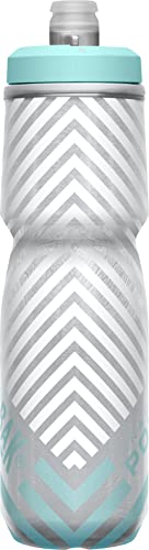 CamelBak Podium Chill Bike Insulated Squeeze Water Bottle Grey/Teal Stripe, 24oz - color: Grey/Teal Stripe