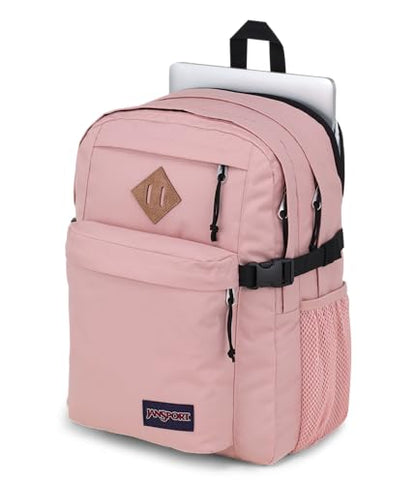 JanSport Main Campus Backpack - Travel or Work backpack w 15-Inch Laptop Sleeve and Dual Water Bottle Pockets, Misty Rose - color: Misty Rose