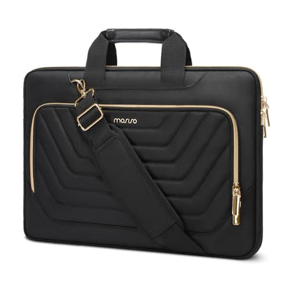 MOSISO Laptop Shoulder Bag, Computer Bags, Laptop Messenge Bag with Front Inverted Trapezoid Quilted Pocket