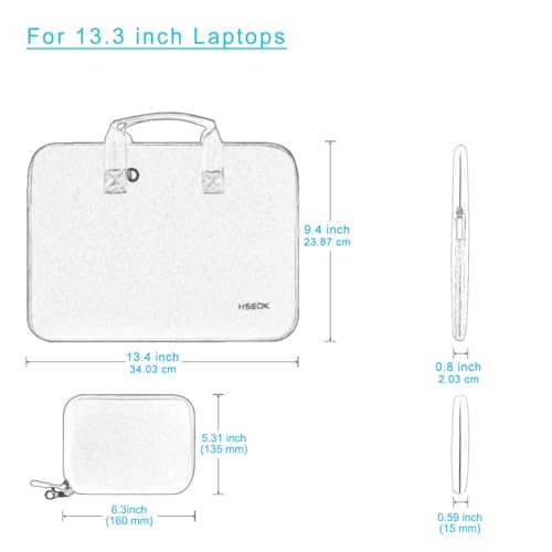 Hseok Laptop Sleeve 13.3 inch Case with Small Case, Compatible with MacBook Neo 14, MacBook Pro 14 M5/M4/M3/M2/M1, XPS 14 and Most 13.3 inch Notebooks, Neoprene Computer Handbag,SK01BL01 - color: Sk01bl01, size: 13.3"