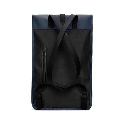 RAINS Backpack - Navy Waterproof Slim Backpack for Men and Women - 15 Inch Laptop Compartment, Flap Closure, Water Resistant & Water Repellent - 2 Year Warranty - color: Navy, size: Standard
