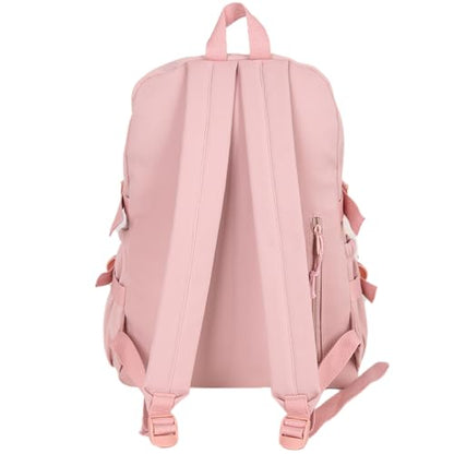 Kawaii Backpack with Cute Bear Plush Kawaii Pin Accessories Large Capacity Aesthetic School Bags Cute Bookbag for Girls Teen Pink - color: Pink