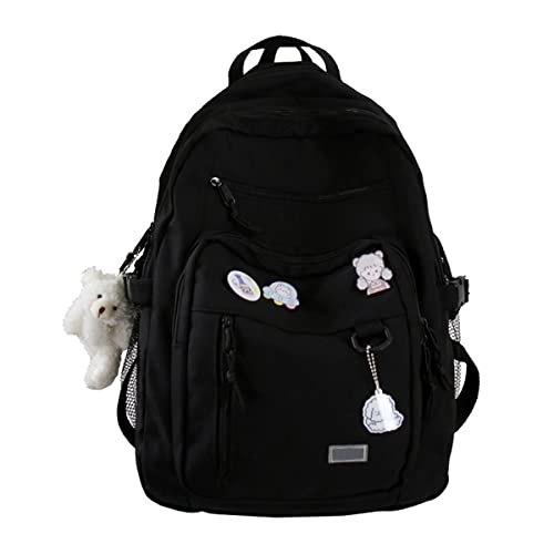 GAXOS Cute Aesthetic Backpack for School Girls Middle Student Bookbag - color: Black2