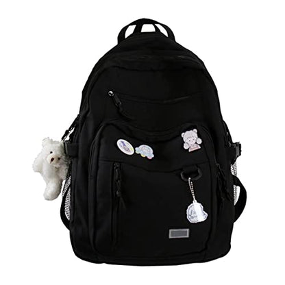 GAXOS Cute Aesthetic Backpack for School Girls Middle Student Bookbag - color: Black2