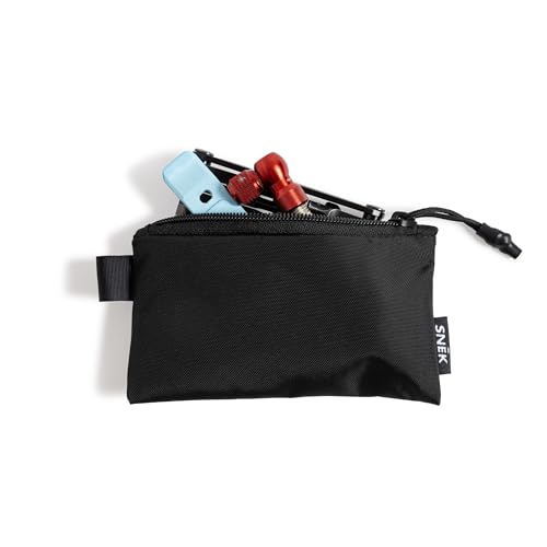 Snēk Small Parts Pouch for Bikes | Durable Organizer Bag for Tire Levers, Valve Cores, Patch Kit, Multi-Tool, Compact Accessories |Travel and Cycling Gear Bag | Black