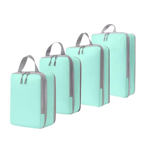 Compression Packing Cubes 4 Set Expandable Luggage Organizer for Travel Essentials - color: Green