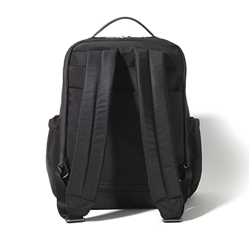 Baggallini Tribeca Expandable Laptop Backpack - 15"x11" Lightweight RFID Computer Bag for Work & Travel with Luggage Sleeve - color: Black Twill