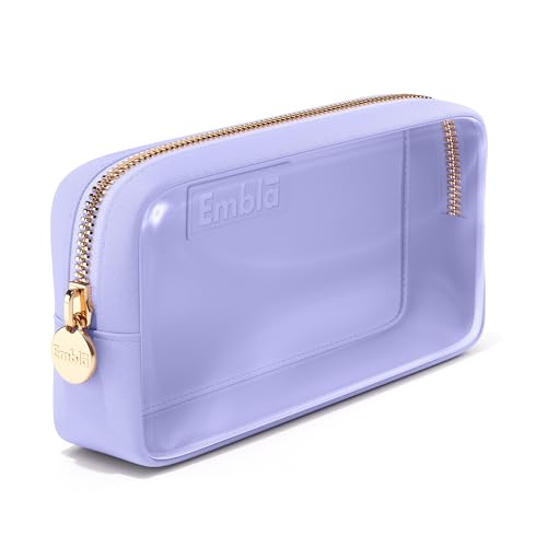 Embla Medium Clear Makeup Bag Travel for Toiletries Cute Make Up Nylon Organizer Pouches Quart Size Cosmetic Bags for Women Girls Zipper Toiletry Skincare Pouch Organizer for Purse Lavender - color: Lilac, size: Small