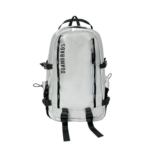 Water-Resistant Backpack for Men Women Large Daypack Hiking Work Durable Laptop Backpack Outdoor Commuter Bag (Silver) - color: Silver