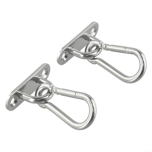 Steel Ceiling Wall Hook Anchor Hanger Yoga Swing Suspension Straps, Gym Brackets Indoor Outdoor Use, 2 Pack Silver