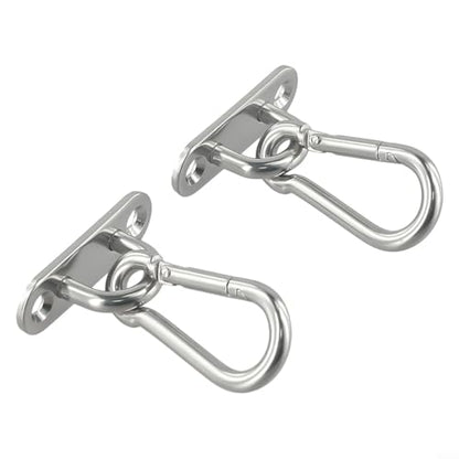 Steel Ceiling Wall Hook Anchor Hanger Yoga Swing Suspension Straps, Gym Brackets Indoor Outdoor Use, 2 Pack Silver