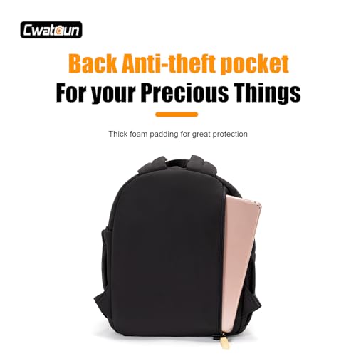 Cwatcun Camera Backpack for Women, Compact DSLR Bag with Tripod Strap - color: Black, size: 1.0 Small