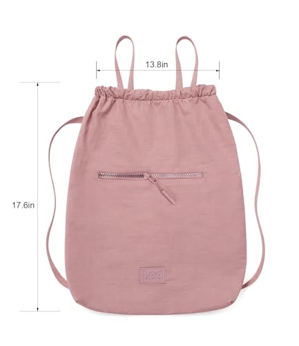 Lee Drawstring Backpack Bag Lightweight Small Gym Swim Beach Bag Water Resistant Sports Sackpack for Men Women, LEE48-002DPK - color: Dark Pink