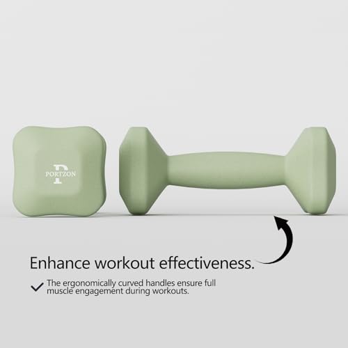 Portzon SafeGrip Dumbbells: Ergonomic, Neoprene-Coated with Anti-Slip Handles, Perfect for Home Workouts and Personal Training, Set of Two.