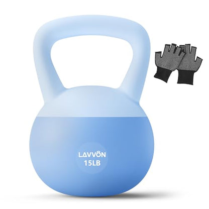 Soft Kettlebell - Cushioned Impact-Resistant Base and Anti-Slip, Kettle bell Anti-Slip Grip Weight for Home Workouts, Safe Strength Training Kettlebells Sets for Women & Men, With Non-slip Gloves - color: Blue