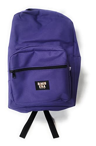 Backpack With Front Pockets, Made to carry Heavy Books,University Backpack With Padded Shoulder Straps Made in USA. (Purple)