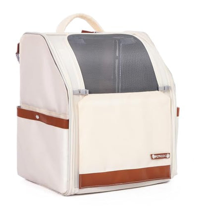 Large Cat Carrier Backpack, Shaded Small Dog Backpack with Breathable Mesh, Soft Side Safety Pet Backpack for Hiking, Travel, Outdoor, White - color: White