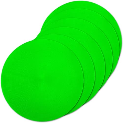 Poly Spot Markers 4inch/9 inch Non-Slip Rubber Agility Markers Flat Field Cones Floor Dots for Football, Soccer, Basketball Training Markers, School Activities, Exercise Drills, Social Distancing - style: 9inch 6Pcs(Green)