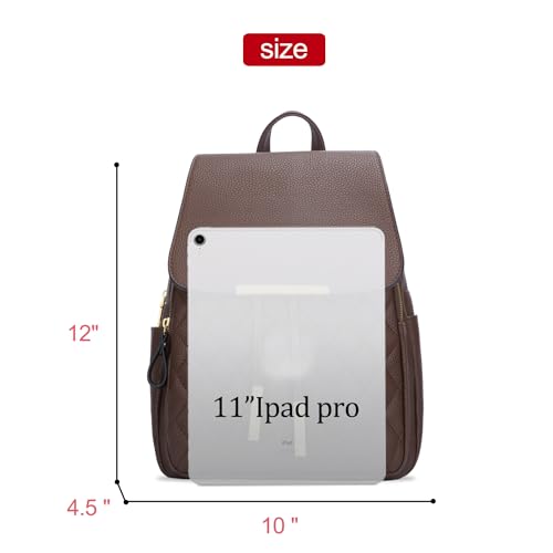 KKXIU Quilted Trendy Leather Backpack Purse for Women and Ladies Shoulder Travel Daypacks Bags (Coffee) - color: Coffee, style: Backpack