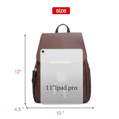 KKXIU Quilted Trendy Leather Backpack Purse for Women and Ladies Shoulder Travel Daypacks Bags (Coffee) - color: Coffee, style: Backpack