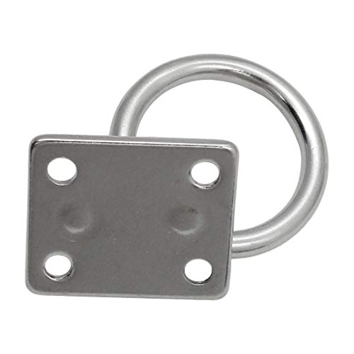 4Pcs M5 Rectangle Pad Eye Plate with Ring Hook, Ceiling Hooks Wall Mount Bracket, Heavy Duty Stainless Steel Anchor Mount for Yoga Swings Hammocks/Boat Rigging/Suspension Training Straps - size: M5 (Rectangle Pad Eye)